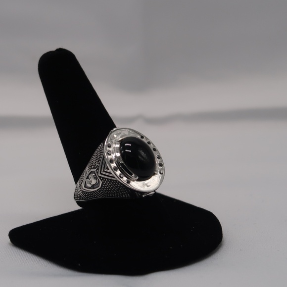 Sterling Silver Onyx Diamond Ring - Picture 1 of 4